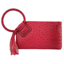 JYV0374 Tasia Croc Ostrich Bangle Wristlet/Clutch With Tassel - MiMi Wholesale