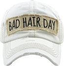 KBV1073 'BAD HAIR DAY' Distressed Cotton Cap - MiMi Wholesale