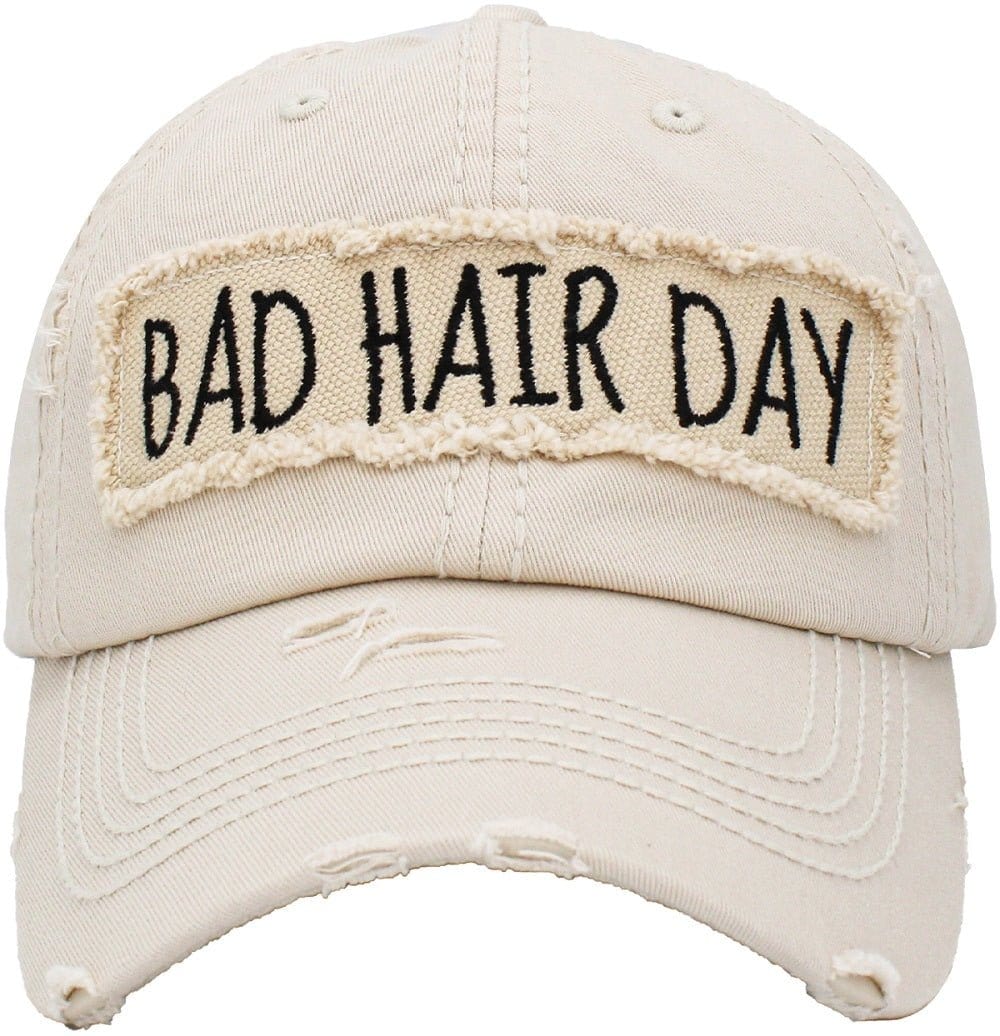 KBV1073 'BAD HAIR DAY' Distressed Cotton Cap - MiMi Wholesale
