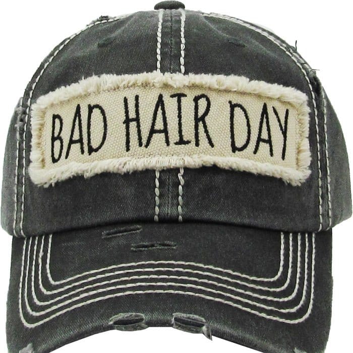 KBV1073 'BAD HAIR DAY' Distressed Cotton Cap - MiMi Wholesale
