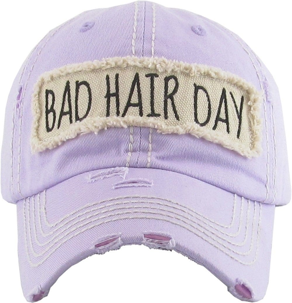 KBV1073 'BAD HAIR DAY' Distressed Cotton Cap - MiMi Wholesale