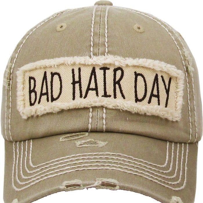 KBV1073 'BAD HAIR DAY' Distressed Cotton Cap - MiMi Wholesale