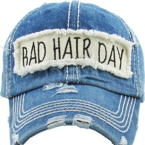 KBV1073 'BAD HAIR DAY' Distressed Cotton Cap - MiMi Wholesale
