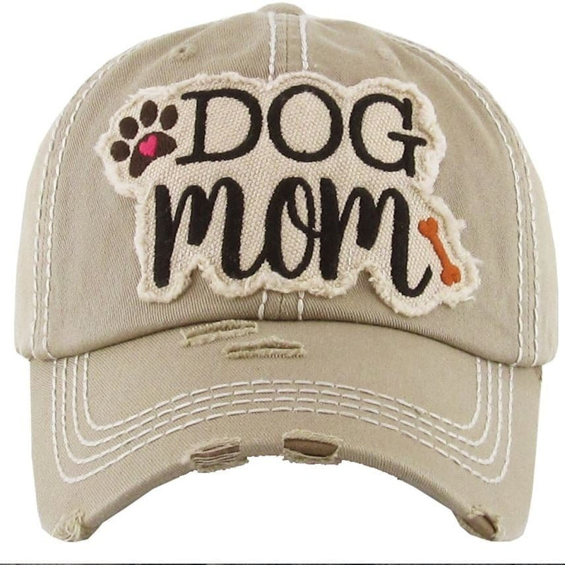 KBV1140 "DOG MOM" Washed Vintage Premium Cotton Cap - MiMi Wholesale