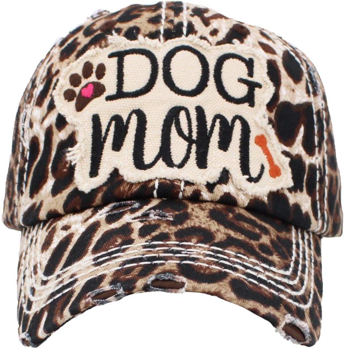 KBV1140 "DOG MOM" Washed Vintage Premium Cotton Cap - MiMi Wholesale