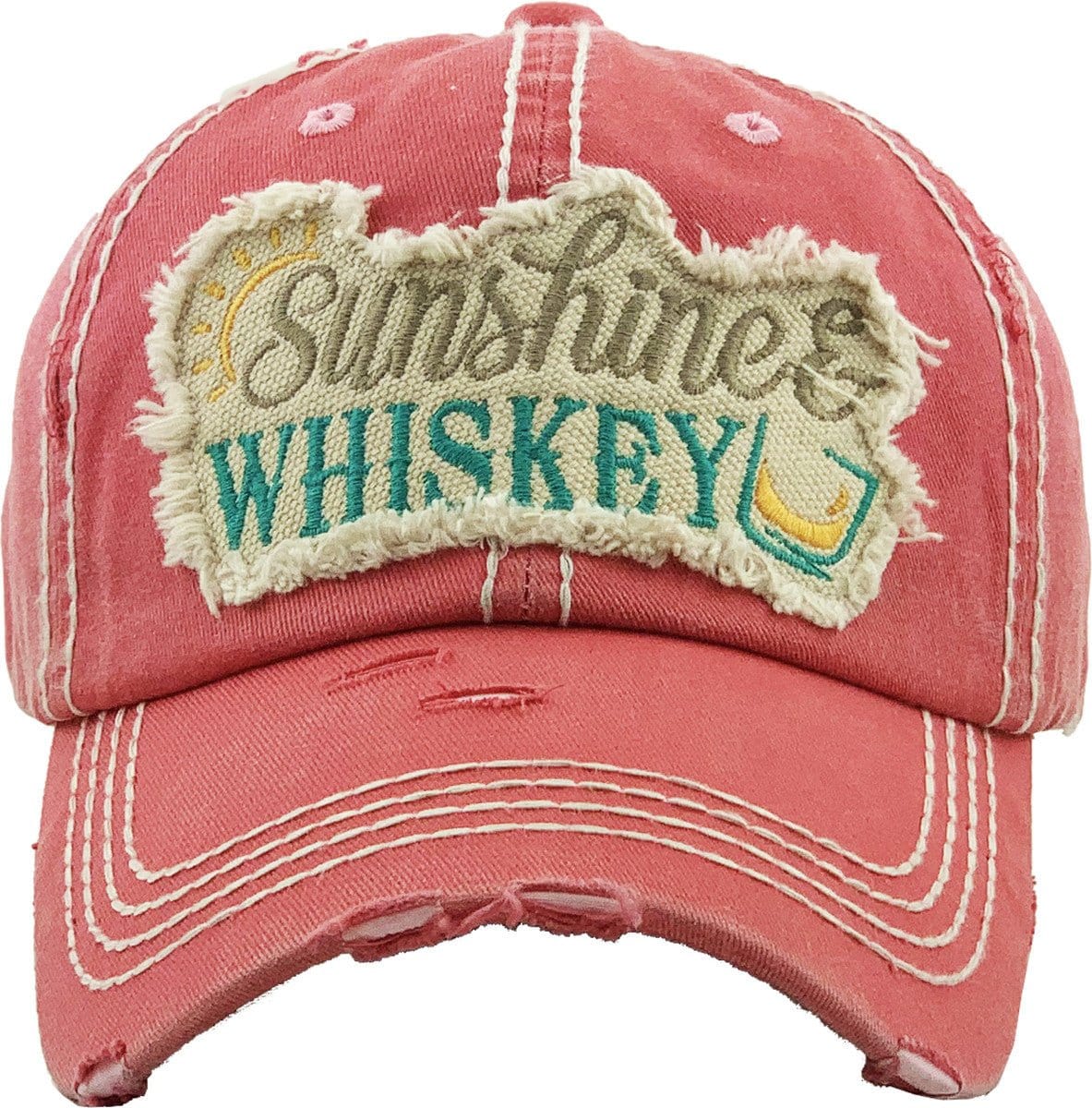 KBV1275 "SUNSHINE & WHISKEY" Vintage Distressed Cotton Cap - MiMi Wholesale