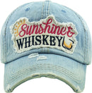KBV1275 "SUNSHINE & WHISKEY" Vintage Distressed Cotton Cap - MiMi Wholesale