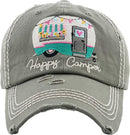 KBV1276 "HAPPY CAMPER" Vintage Washed Baseball Cap - MiMi Wholesale