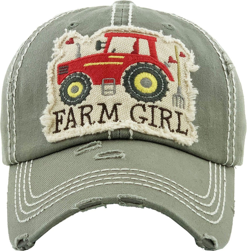 KBV1280 "Farm Girl" Washed Vintage Ballcap - MiMi Wholesale