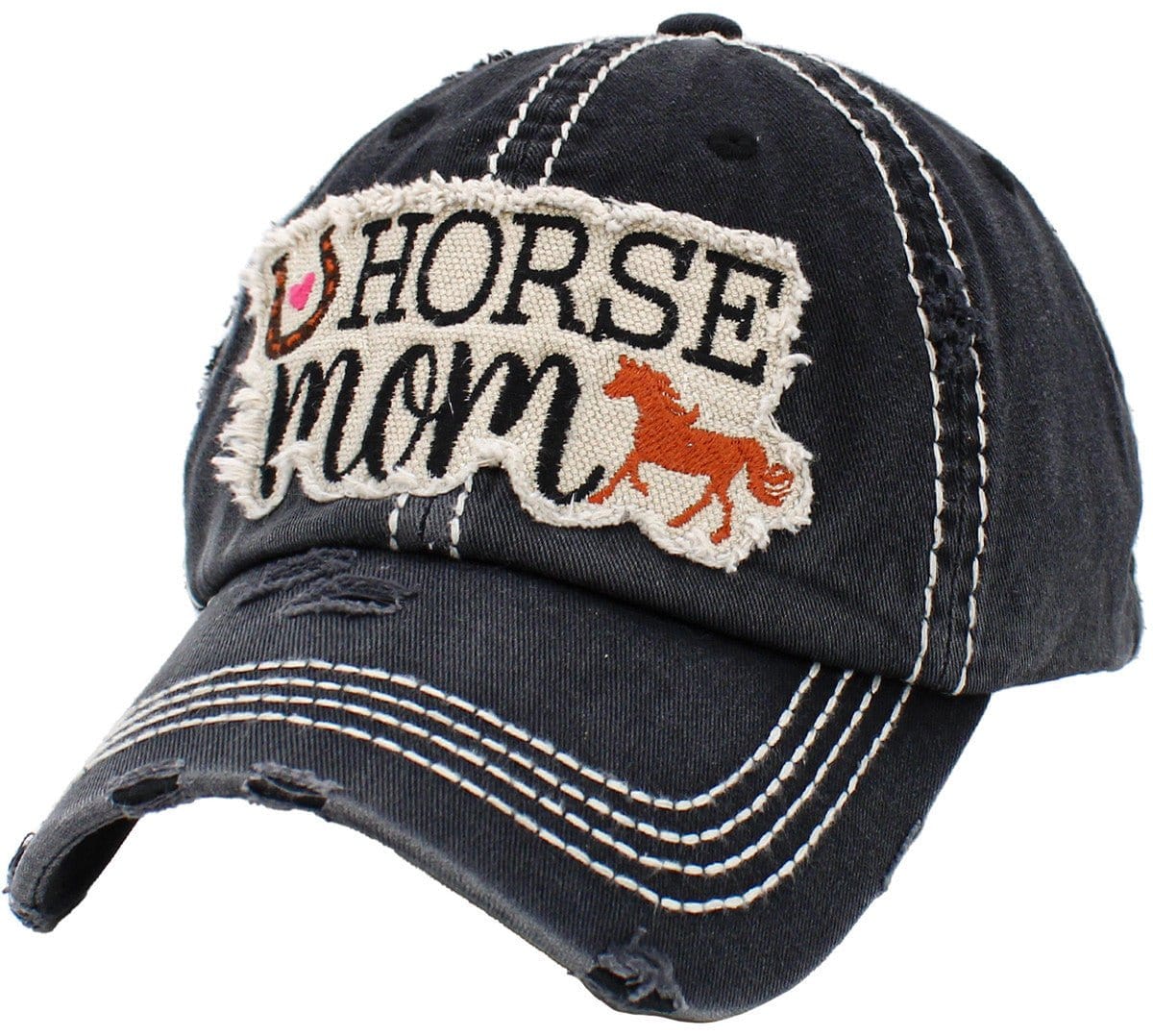 KBV1291 "Horse Mom" Washed vintage Ballcap - MiMi Wholesale