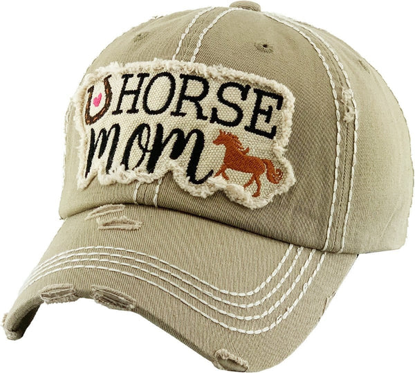 KBV1291 "Horse Mom" Washed vintage Ballcap - MiMi Wholesale