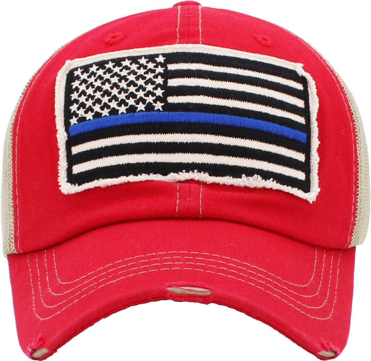 KBV1312 "Blue Line Flag" Vintage Washed Baseball Cap - MiMi Wholesale
