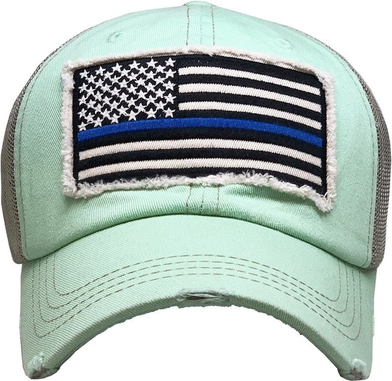 KBV1312 "Blue Line Flag" Vintage Washed Baseball Cap - MiMi Wholesale