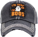 KBV1332 "HERE FOR THE BOOS" Washed Vintage Ballcap - MiMi Wholesale