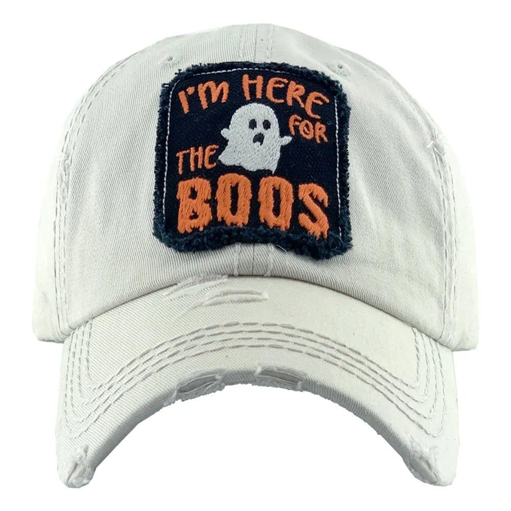 KBV1332 "HERE FOR THE BOOS" Washed Vintage Ballcap - MiMi Wholesale