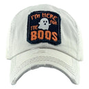 KBV1332 "HERE FOR THE BOOS" Washed Vintage Ballcap - MiMi Wholesale