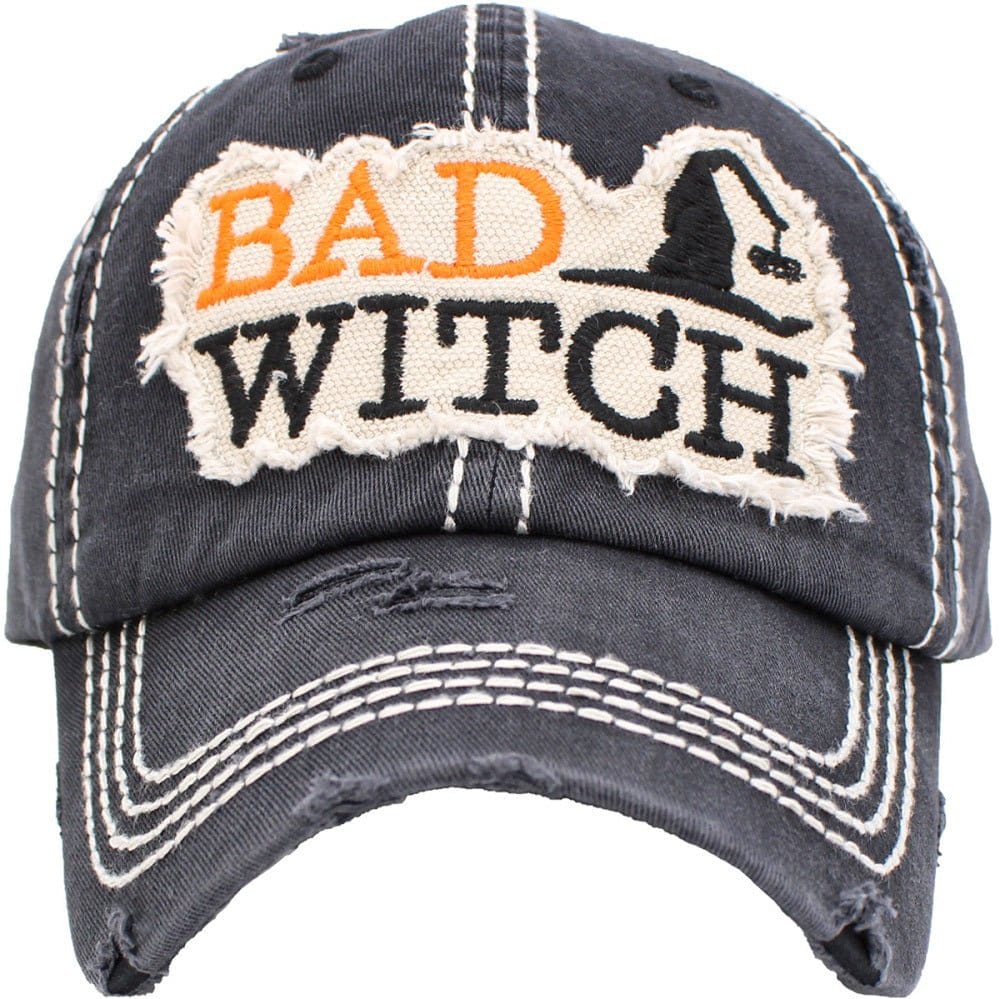 KBV1333 "BAD WITCH" Washed Vintage Ballcap - MiMi Wholesale