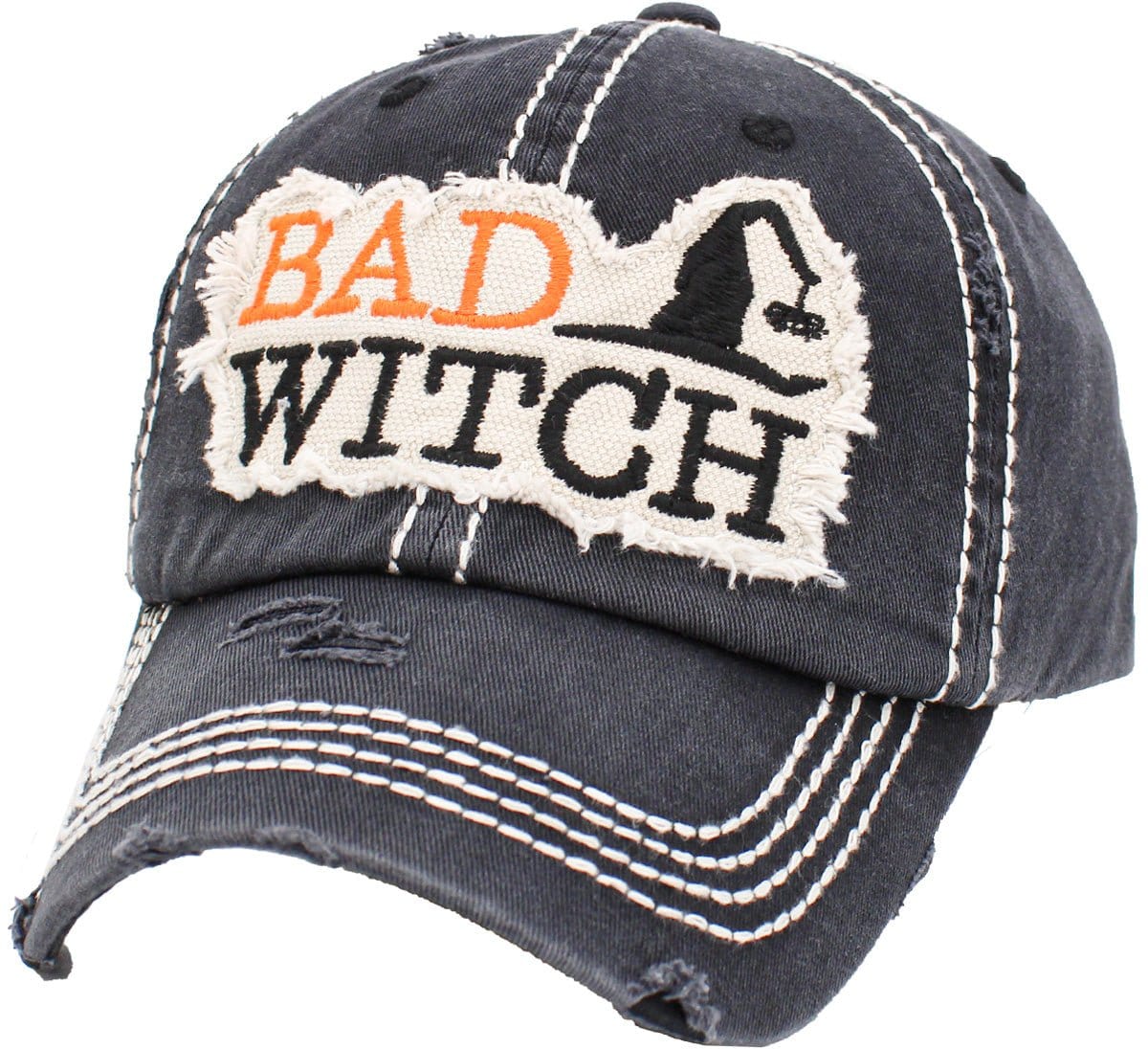 KBV1333 "BAD WITCH" Washed Vintage Ballcap - MiMi Wholesale
