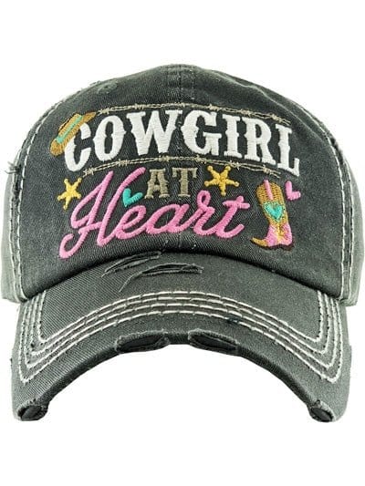 KBV1335 "Cowgirl at Heart" Vintage Washed Baseball Cap - MiMi Wholesale