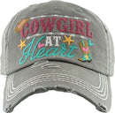 KBV1335 "Cowgirl at Heart" Vintage Washed Baseball Cap - MiMi Wholesale