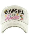 KBV1335 "Cowgirl at Heart" Vintage Washed Baseball Cap - MiMi Wholesale