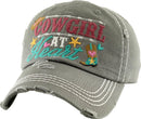 KBV1335 "Cowgirl at Heart" Vintage Washed Baseball Cap - MiMi Wholesale