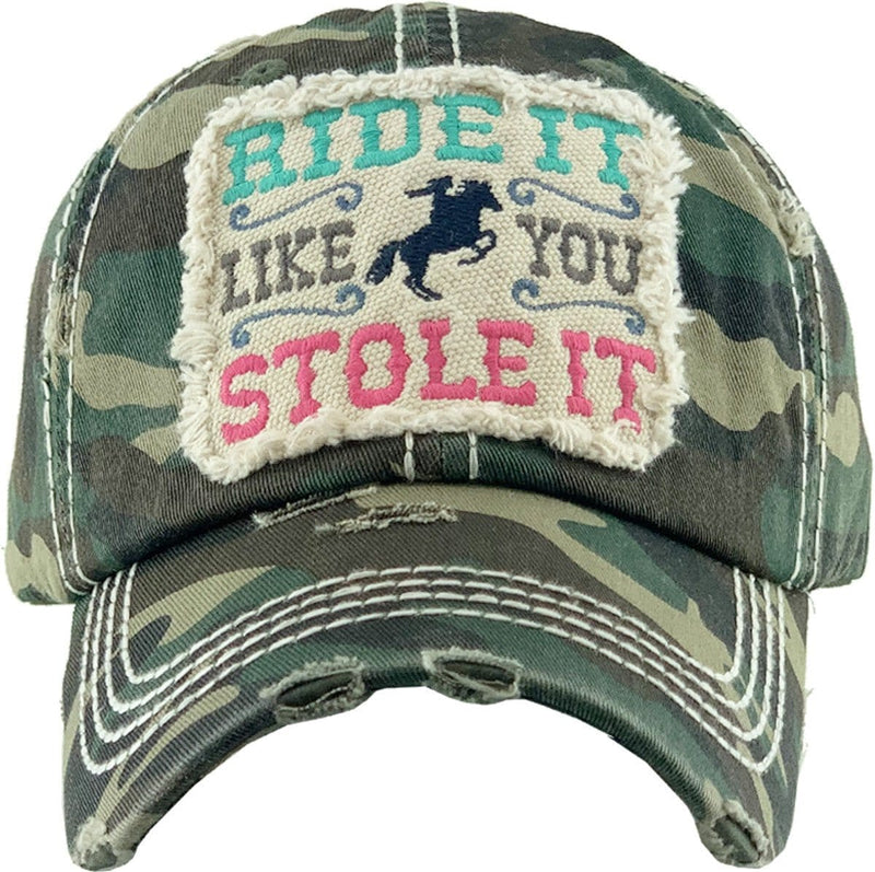 KBV1337 "Ride It Like You Stole It" Vintage Washed Baseball Cap - MiMi Wholesale