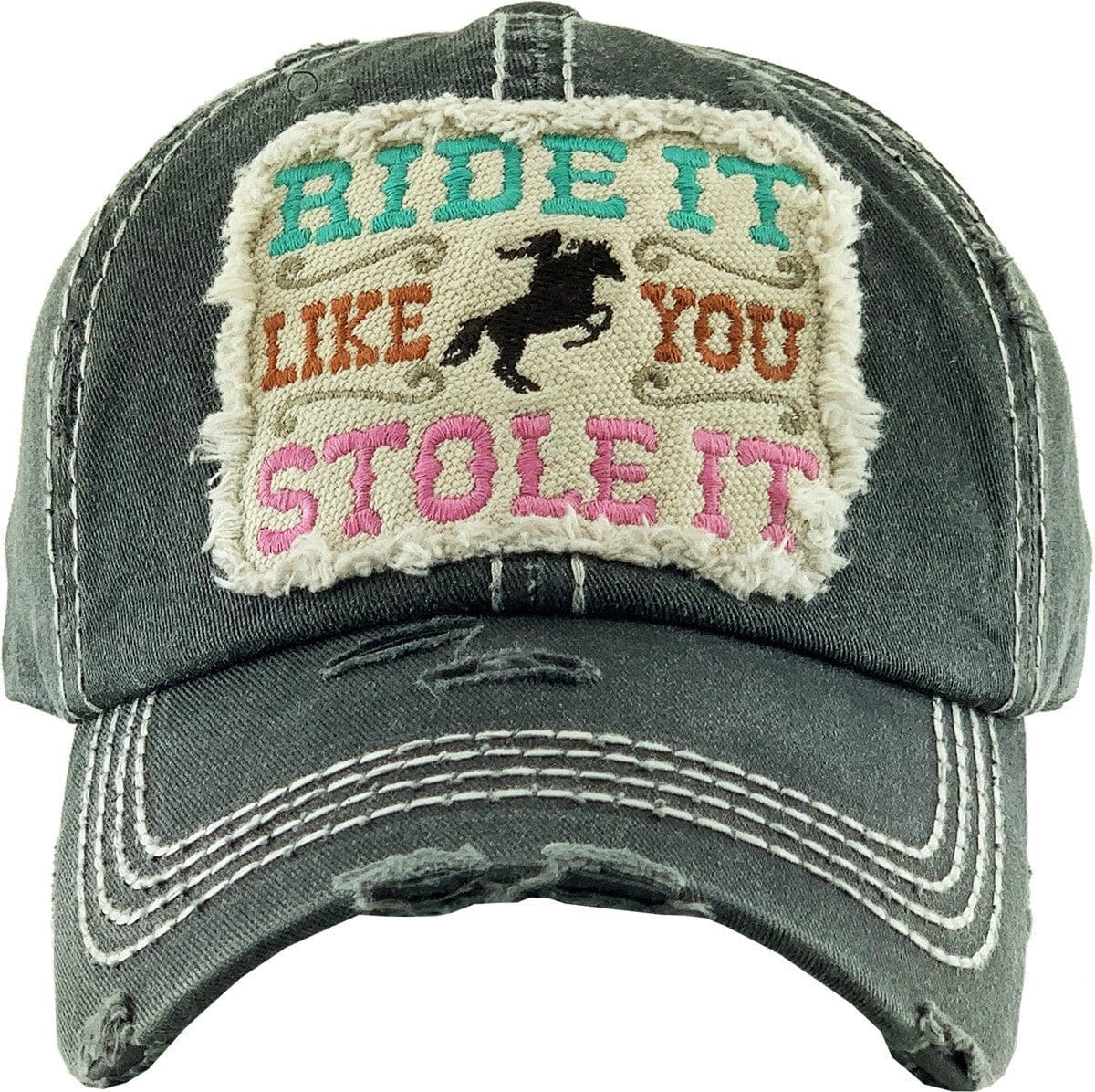 KBV1337 "Ride It Like You Stole It" Vintage Washed Baseball Cap - MiMi Wholesale