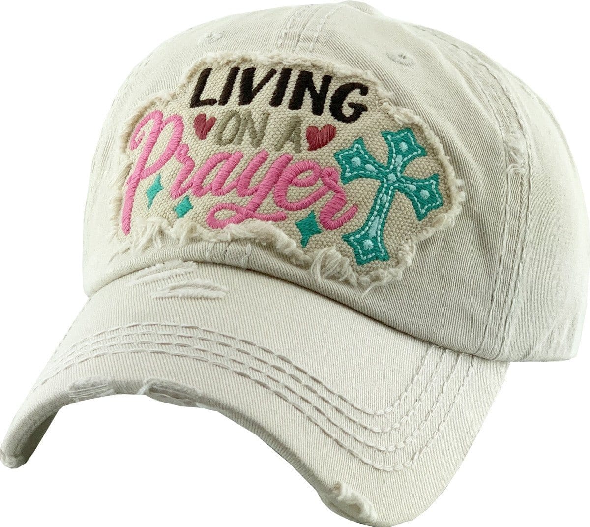 KBV1339 "Living on a Prayer" Vintage Washed Baseball Cap - MiMi Wholesale