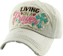 KBV1339 "Living on a Prayer" Vintage Washed Baseball Cap - MiMi Wholesale