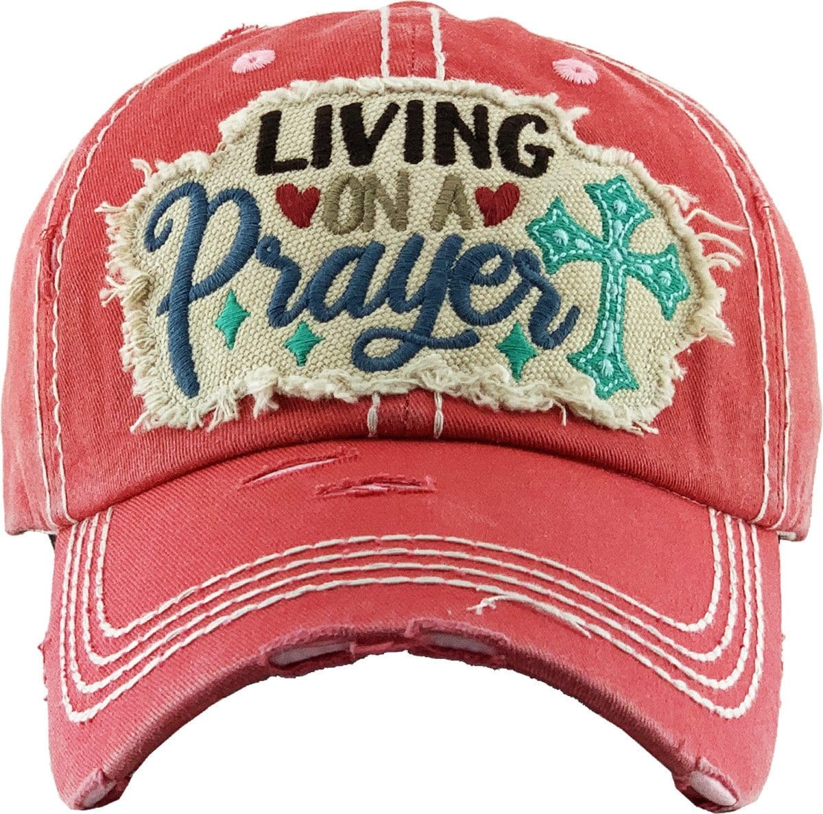 KBV1339 "Living on a Prayer" Vintage Washed Baseball Cap - MiMi Wholesale