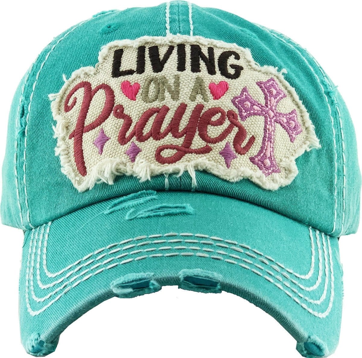 KBV1339 "Living on a Prayer" Vintage Washed Baseball Cap - MiMi Wholesale