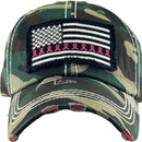 KBV1340 Breast Cancer Ribbon Flag Vintage Washed Baseball Cap - MiMi Wholesale