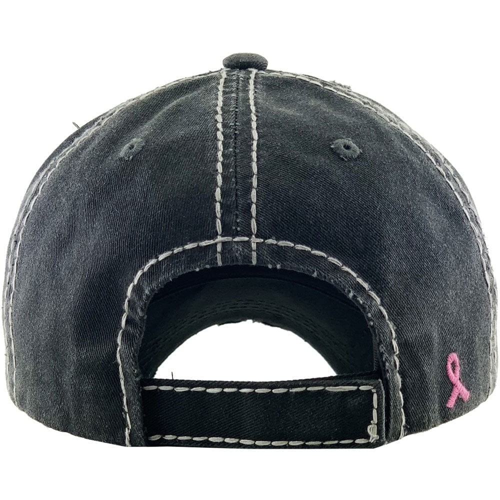 KBV1340 Breast Cancer Ribbon Flag Vintage Washed Baseball Cap - MiMi Wholesale