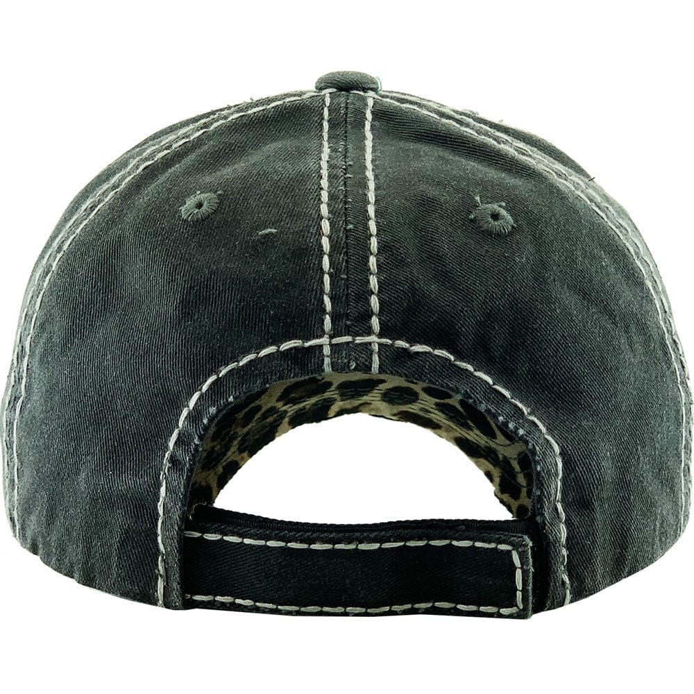 KBV1341 Leopard Print American Flag Vintage Washed Ball Cap - MiMi Wholesale