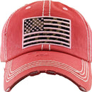 KBV1341 Leopard Print American Flag Vintage Washed Ball Cap - MiMi Wholesale