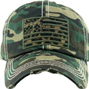 KBV1341 Leopard Print American Flag Vintage Washed Ball Cap - MiMi Wholesale