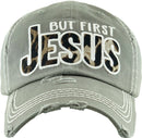 KBV1342 "Butt First Jesus" Vintage Washed Baseball Cap - MiMi Wholesale