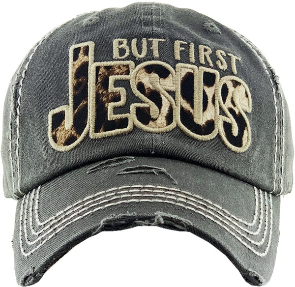 KBV1342 "Butt First Jesus" Vintage Washed Baseball Cap - MiMi Wholesale