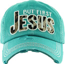 KBV1342 "Butt First Jesus" Vintage Washed Baseball Cap - MiMi Wholesale