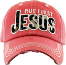 KBV1342 "Butt First Jesus" Vintage Washed Baseball Cap - MiMi Wholesale