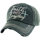 KBV1343 "Faith Over Everything" Vintage Washed Ball Cap - MiMi Wholesale