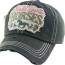 KBV1345 "Hold Your Horses" Vintage Washed Ball Cap - MiMi Wholesale