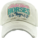 KBV1345 "Hold Your Horses" Vintage Washed Ball Cap - MiMi Wholesale