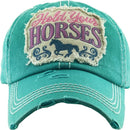 KBV1345 "Hold Your Horses" Vintage Washed Ball Cap - MiMi Wholesale