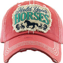 KBV1345 "Hold Your Horses" Vintage Washed Ball Cap - MiMi Wholesale