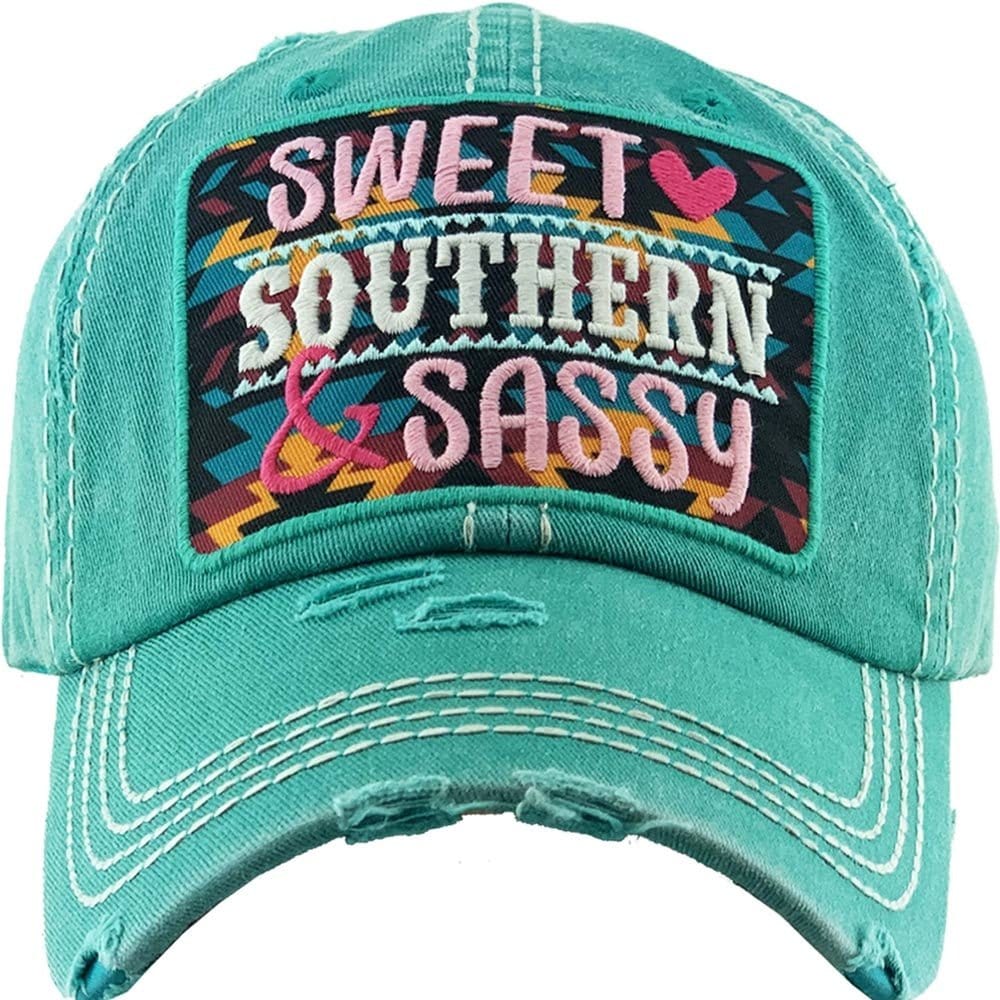 KBV1347 "Sweet Sassy Southern" Vintage Washed Baseball Cap - MiMi Wholesale