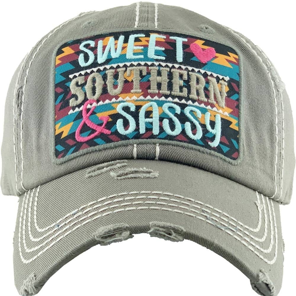 KBV1347 "Sweet Sassy Southern" Vintage Washed Baseball Cap - MiMi Wholesale