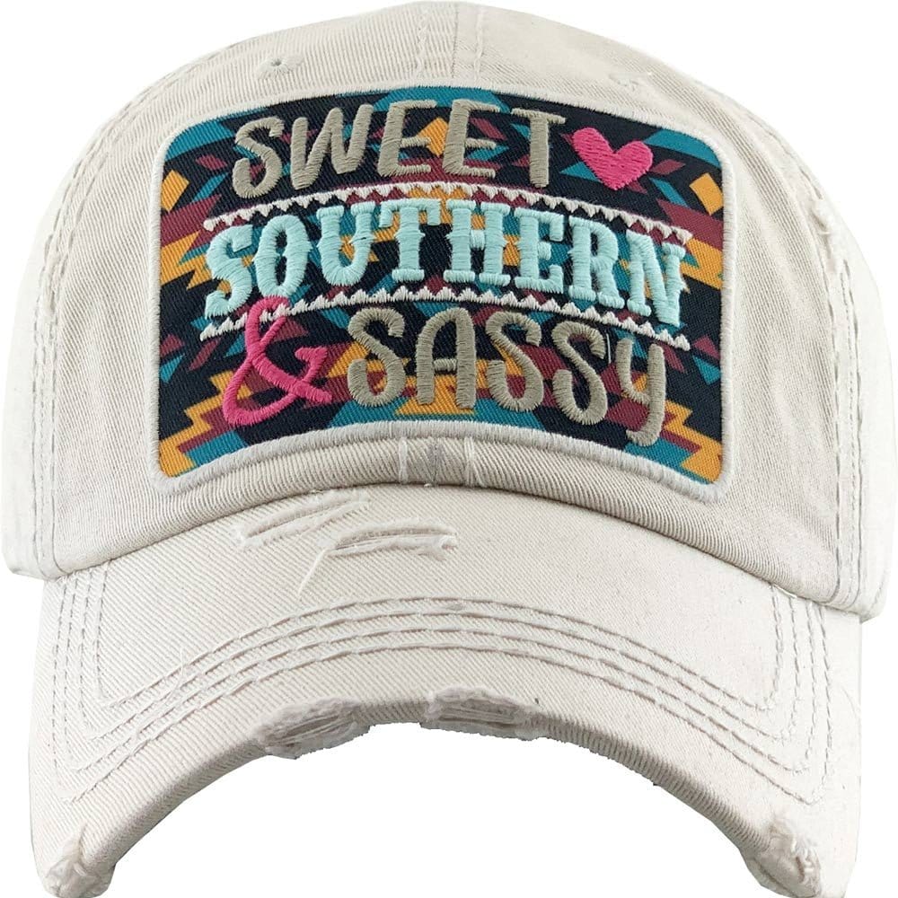 KBV1347 "Sweet Sassy Southern" Vintage Washed Baseball Cap - MiMi Wholesale