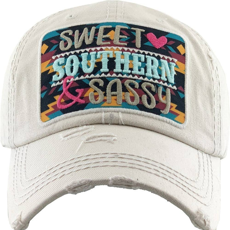 KBV1347 "Sweet Sassy Southern" Vintage Washed Baseball Cap - MiMi Wholesale